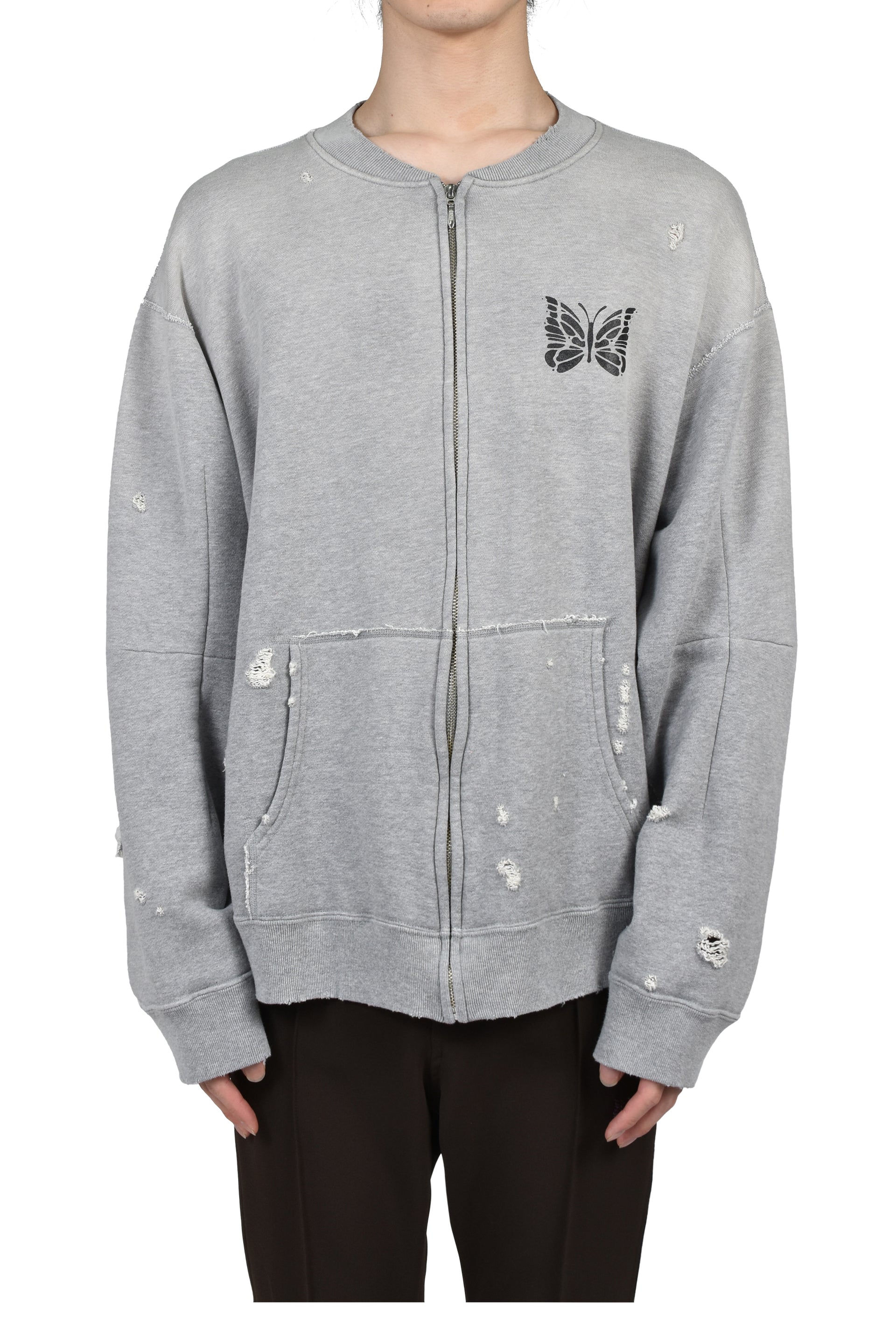 DECONSTRUCTED ZIPPED SWEAT / GRY