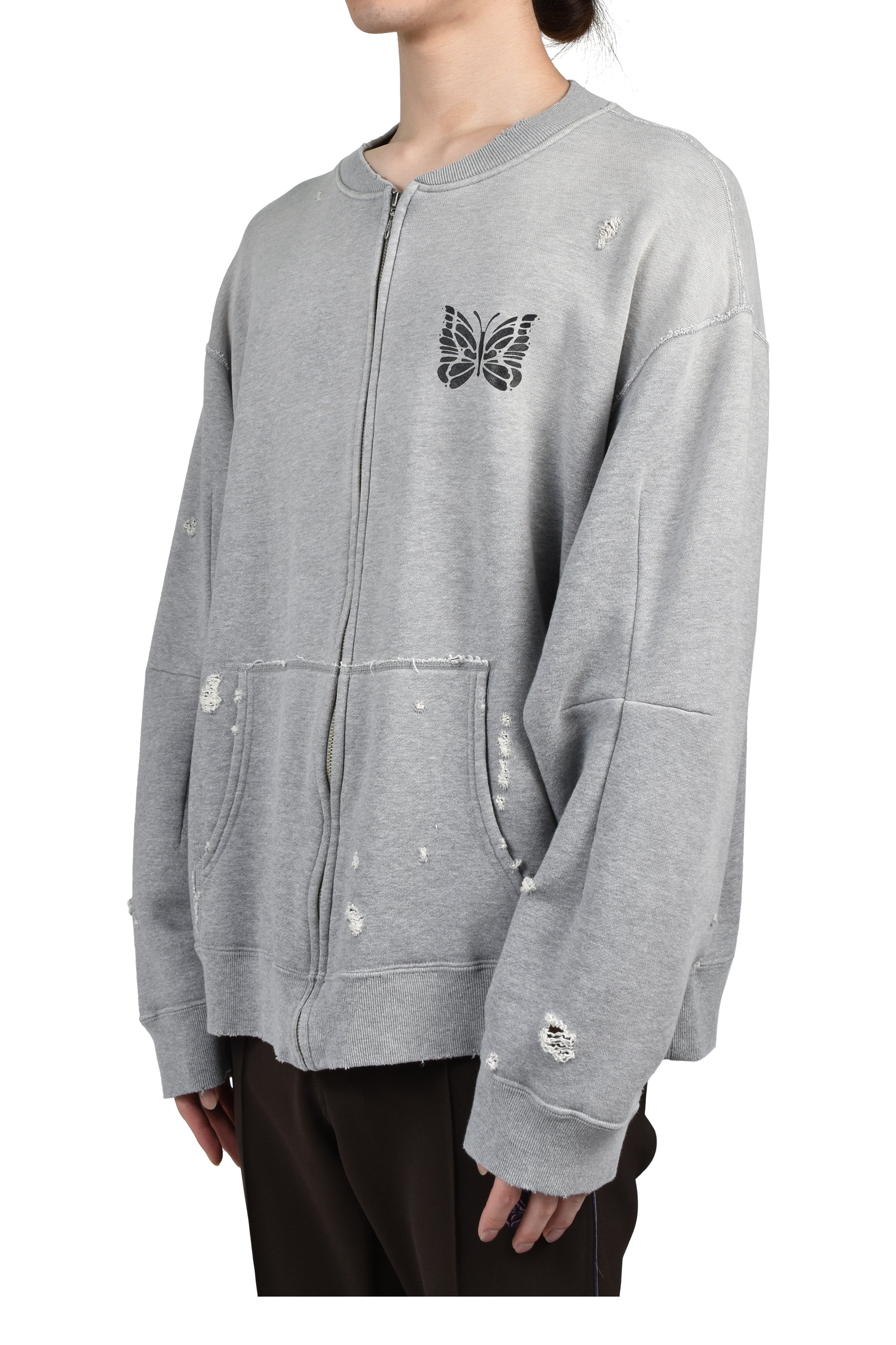 DECONSTRUCTED ZIPPED SWEAT / GRY