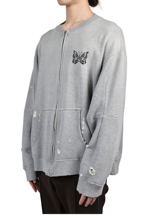 DECONSTRUCTED ZIPPED SWEAT / GRY