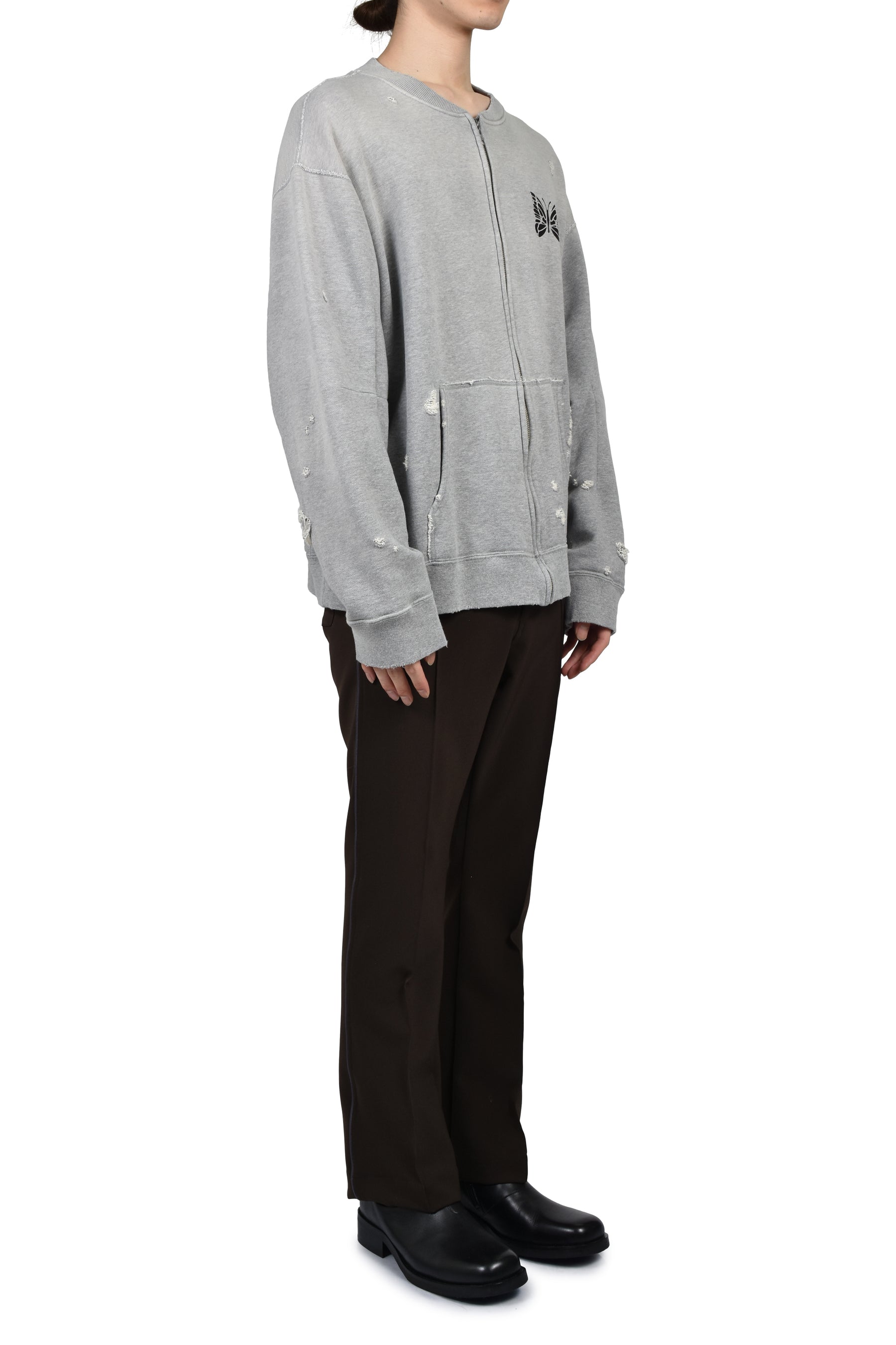 DECONSTRUCTED ZIPPED SWEAT / GRY