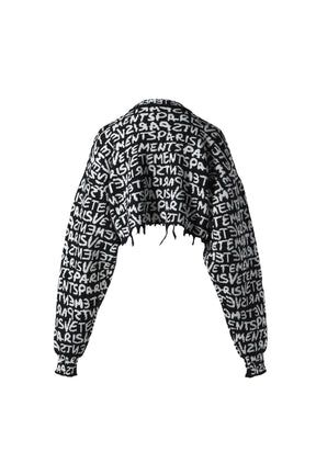 VETEMENTS PARIS MONOGRAM CROPPED SWEATER / BLACK/WHITE