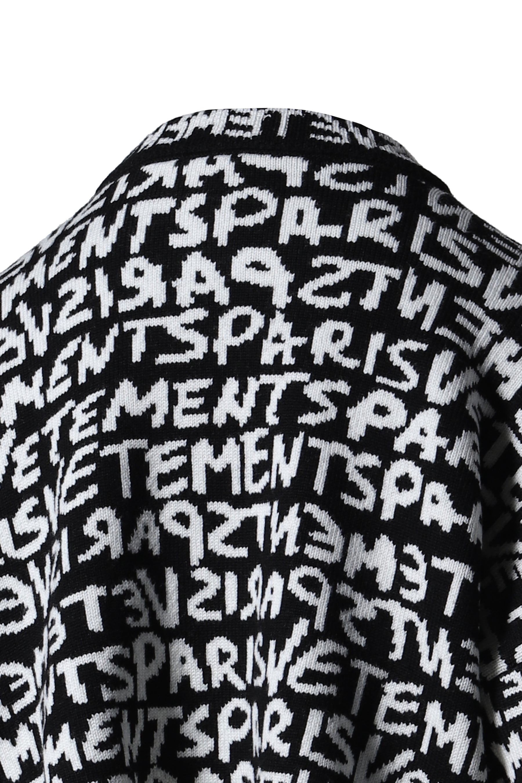 VETEMENTS PARIS MONOGRAM CROPPED SWEATER / BLACK/WHITE