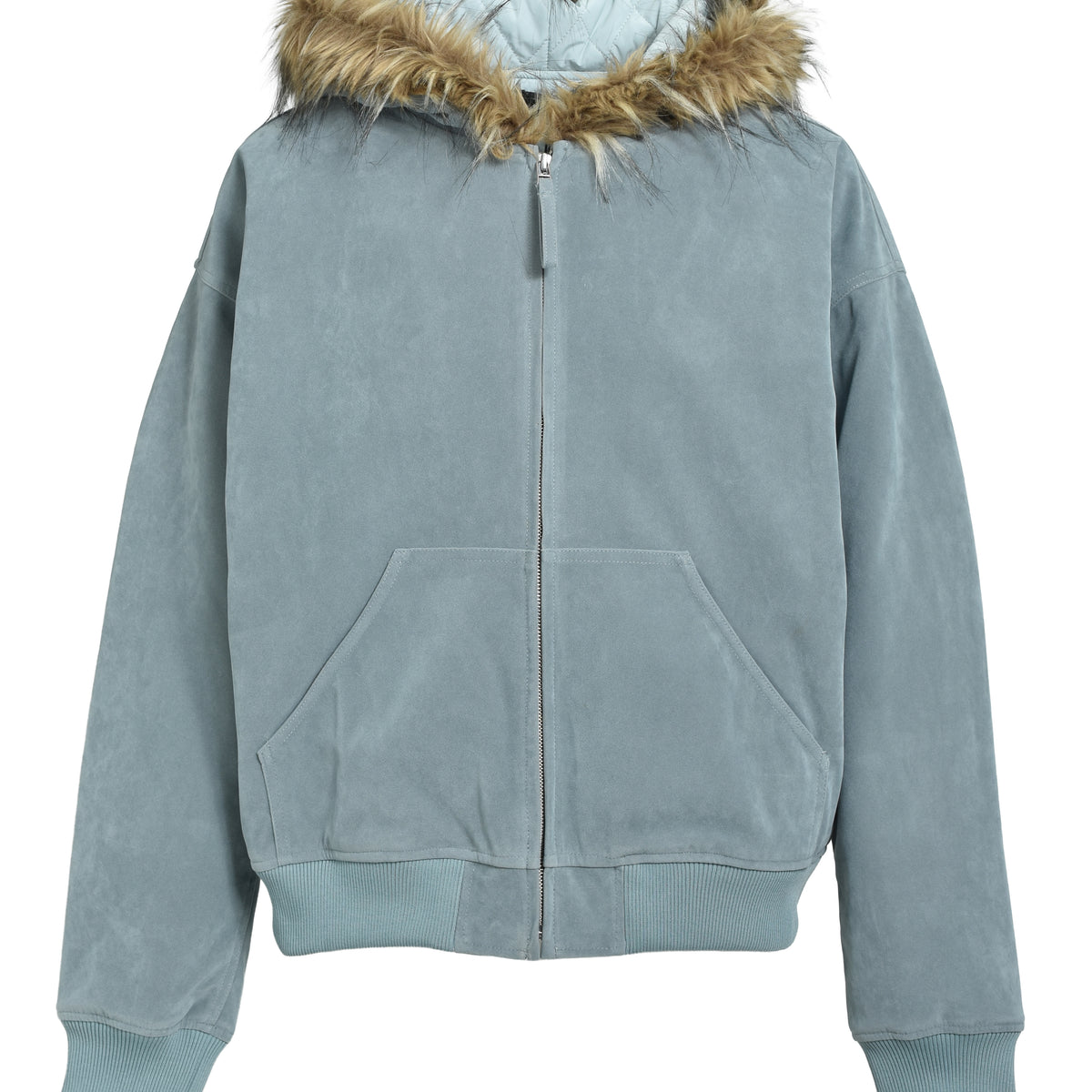 BREATH ブレス FW25 FAUX LEATHER FUR HOODED JACKET / ICE - NUBIAN