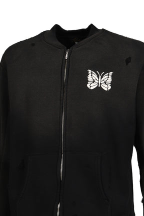 DECONSTRUCTED ZIPPED SWEAT / BLK