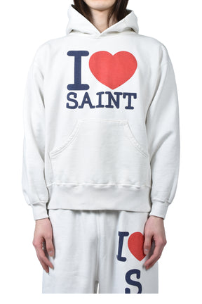 SAINT Mxxxxxx セントマイケル HOODIE/I LOVE SAINT / WHT - NUBIAN