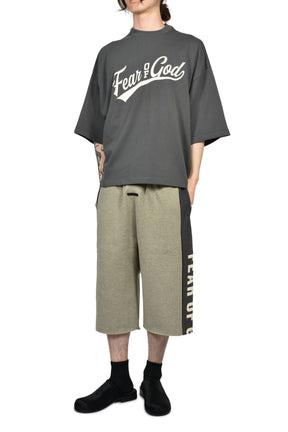 PANELLED RAW CUT OFF SWEATPANT / SEAL HEATHER / IRON GRY