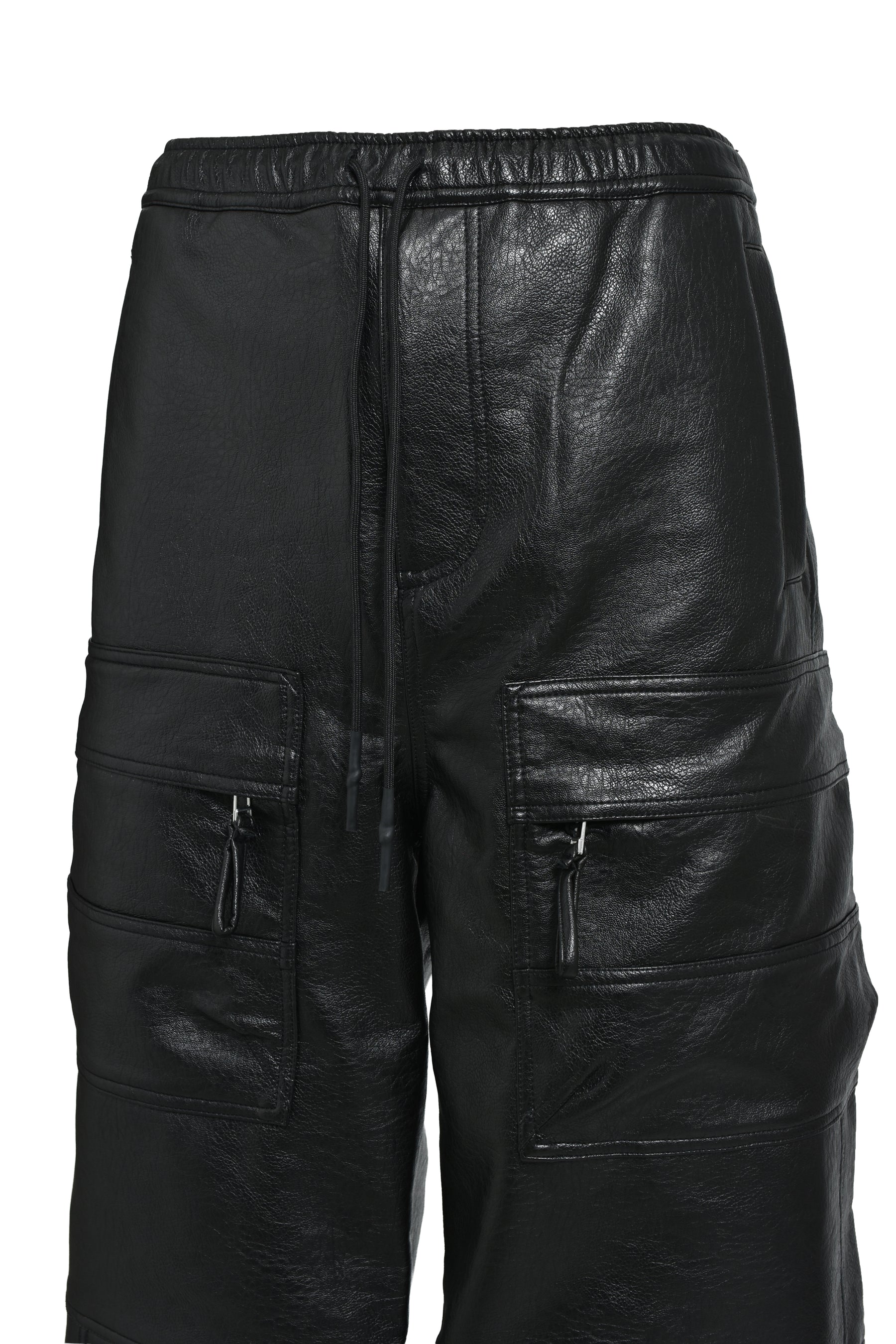BREATH FW25 FAUX LEATHER CARGO PANTS / BLK - NUBIAN