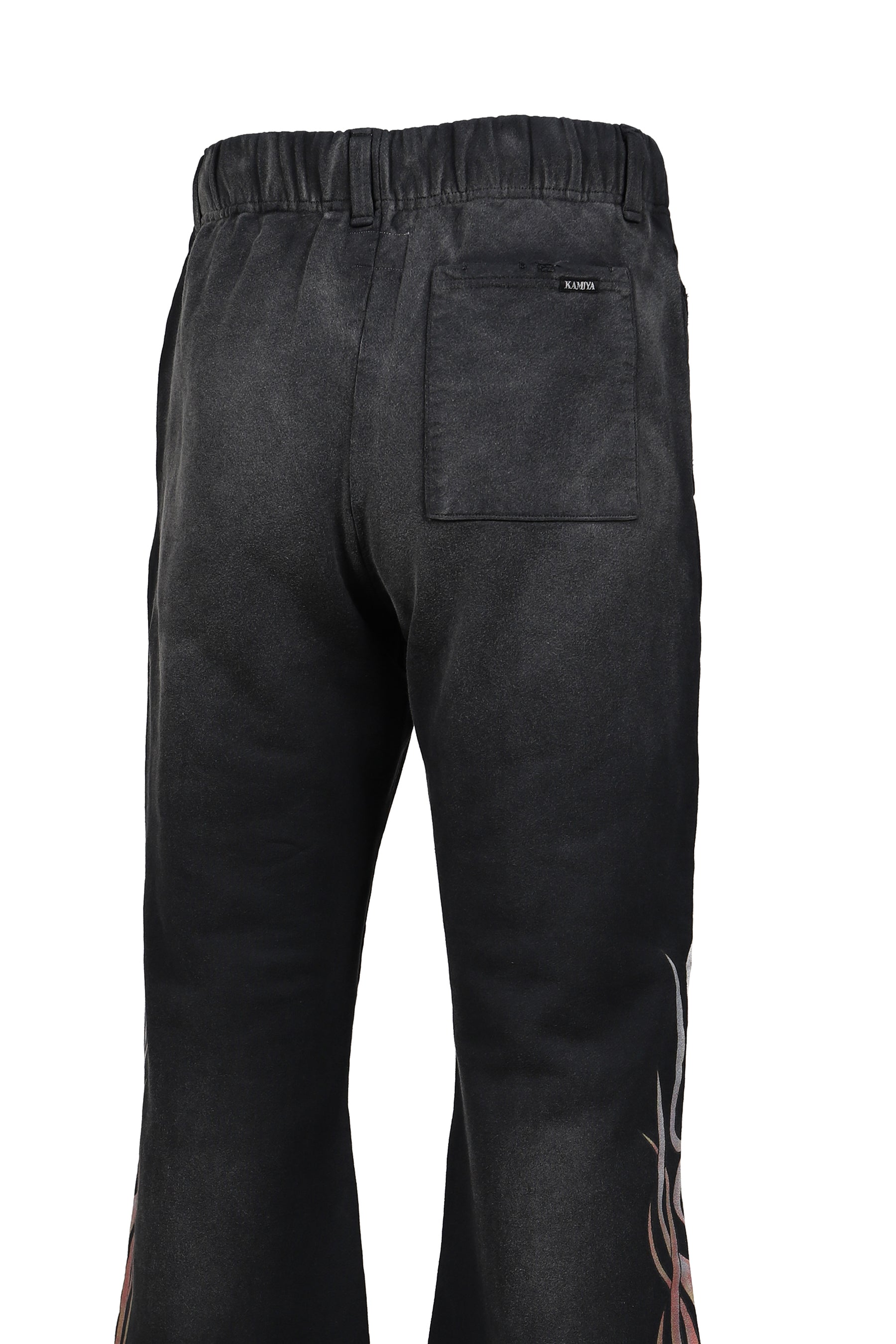 "FLAME" BOOTCUT SWEAT PANTS / BLK