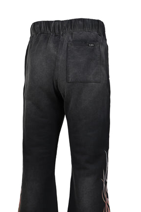 "FLAME" BOOTCUT SWEAT PANTS / BLK