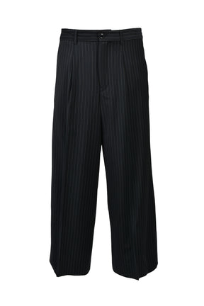 TUCK WIDE SLACKS / NAV STRIPE