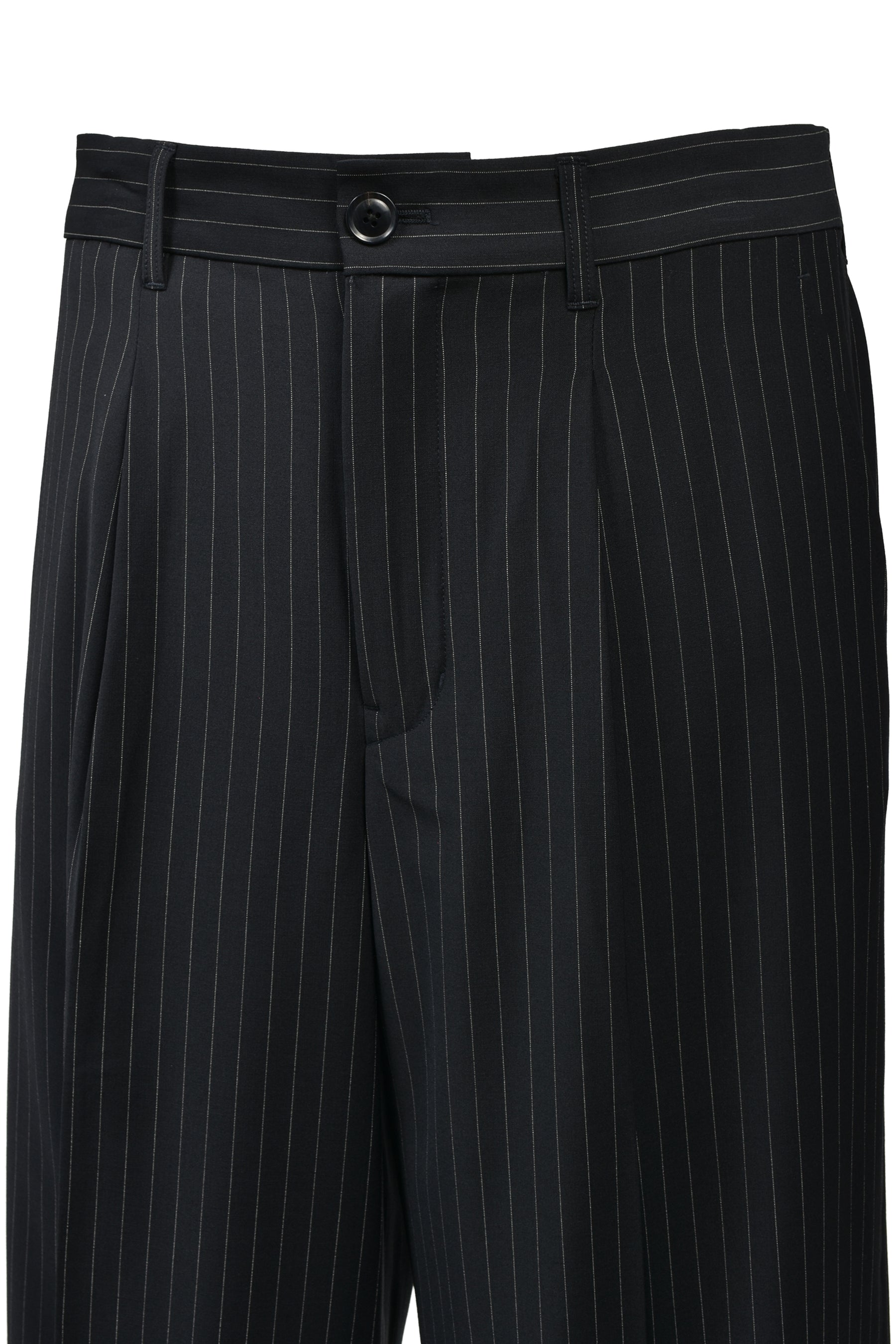 TUCK WIDE SLACKS / NAV STRIPE