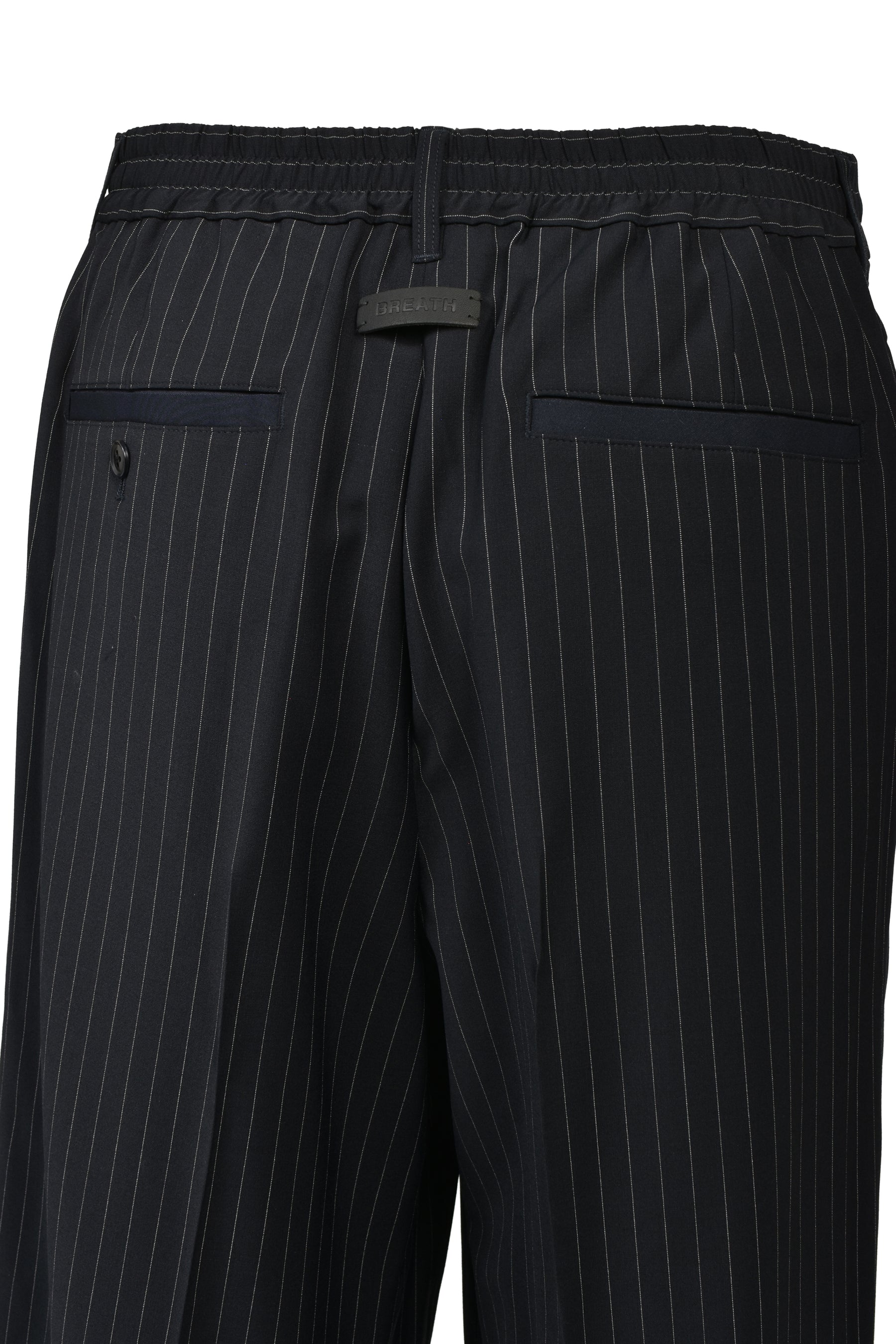 TUCK WIDE SLACKS / NAV STRIPE