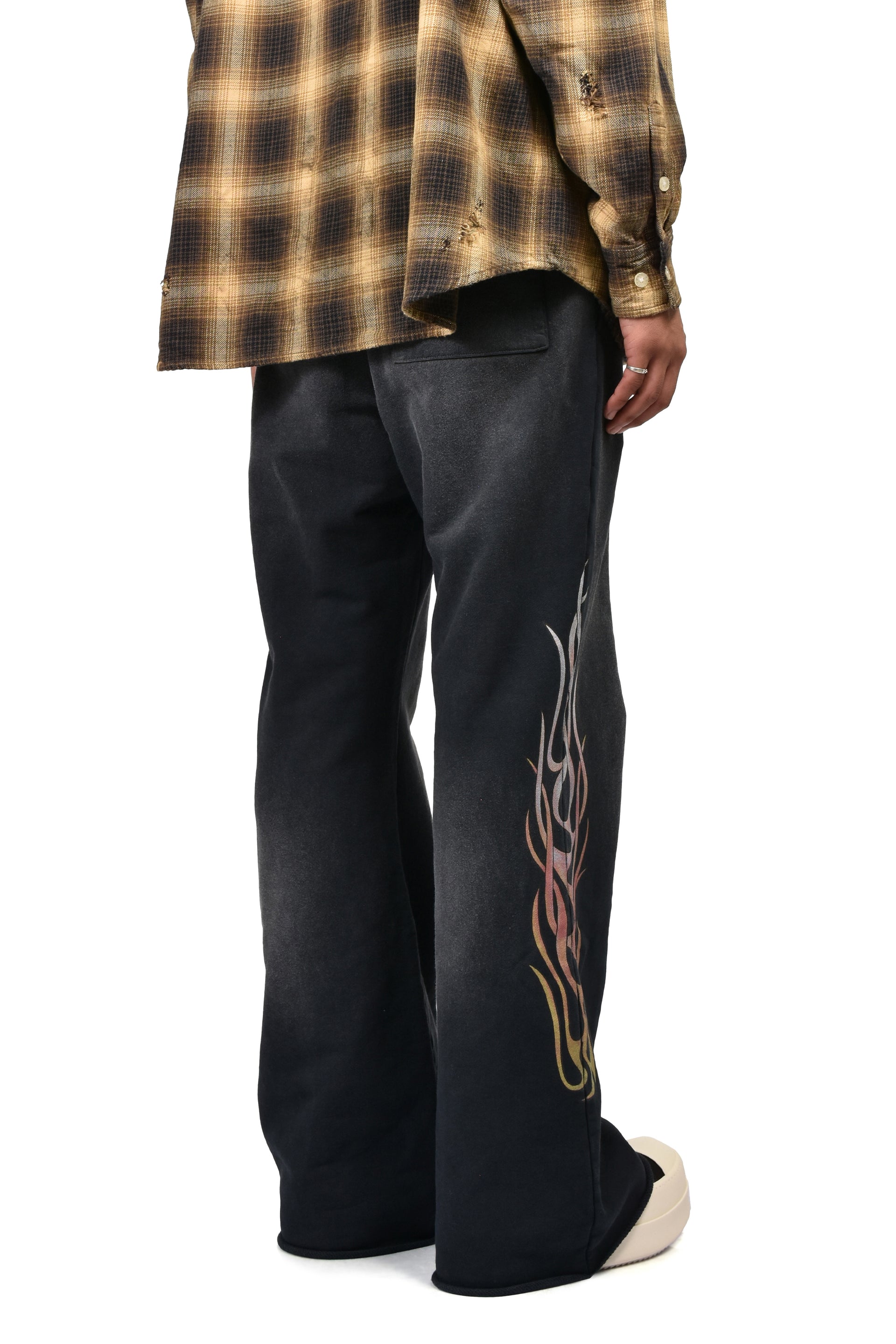 "FLAME" BOOTCUT SWEAT PANTS / BLK
