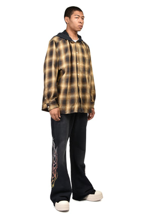 "FLAME" BOOTCUT SWEAT PANTS / BLK