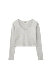 G CLASSIC V-NECK LONG SLEEVE / MELANGE GRY