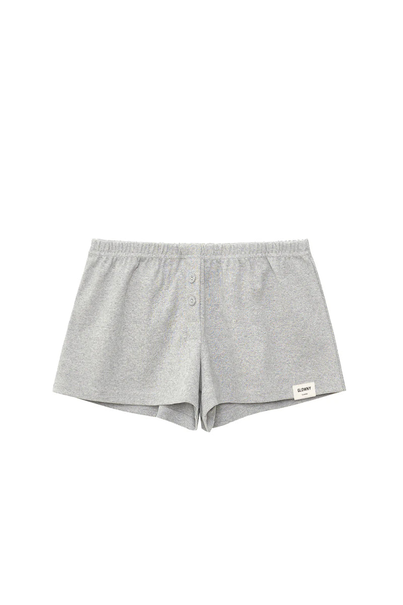 BUTTON FLY MINI SHORTS / MELANGE GRY
