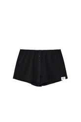 BUTTON FLY MINI SHORTS / BLK