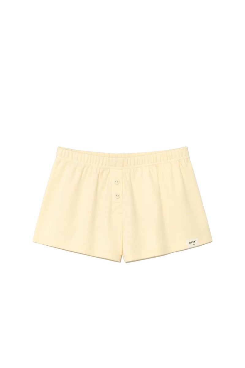 BUTTON FLY MINI SHORTS / BUTTER YEL