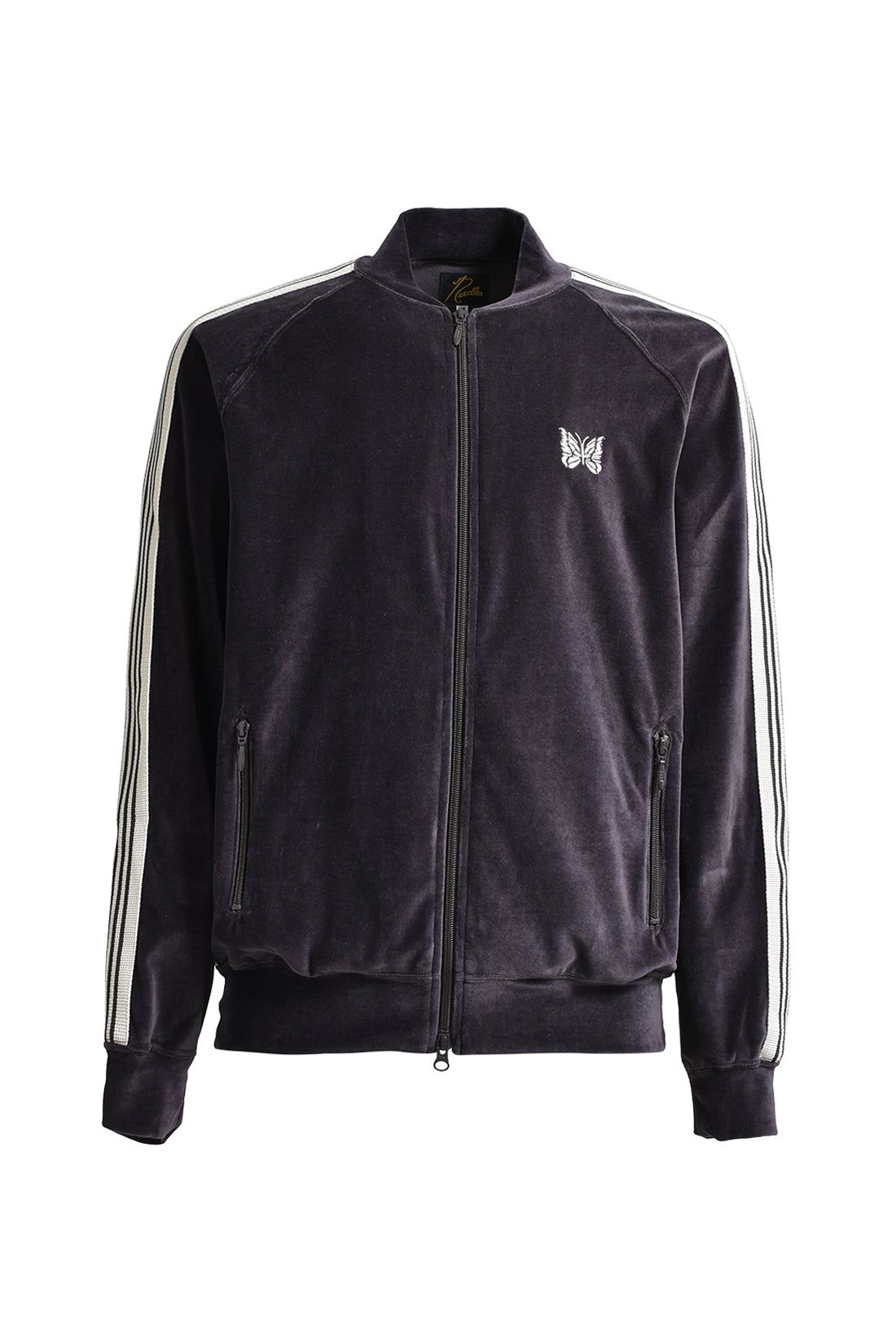 RIB COLLAR TRACK JACKET - C/PE VELOUR / B-CHA