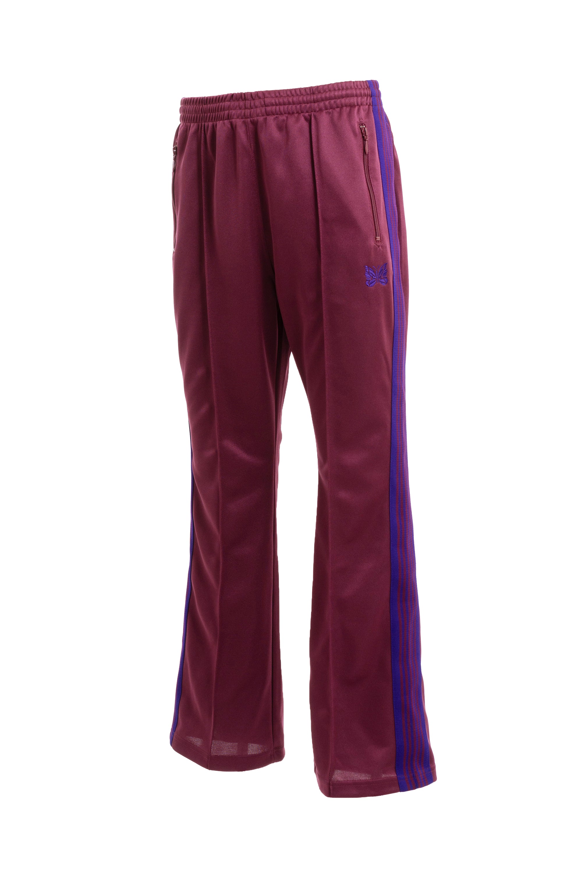 Needles FW23 BOOT-CUT TRACK PANT - POLY SMOOTH / WINE -NUBIAN
