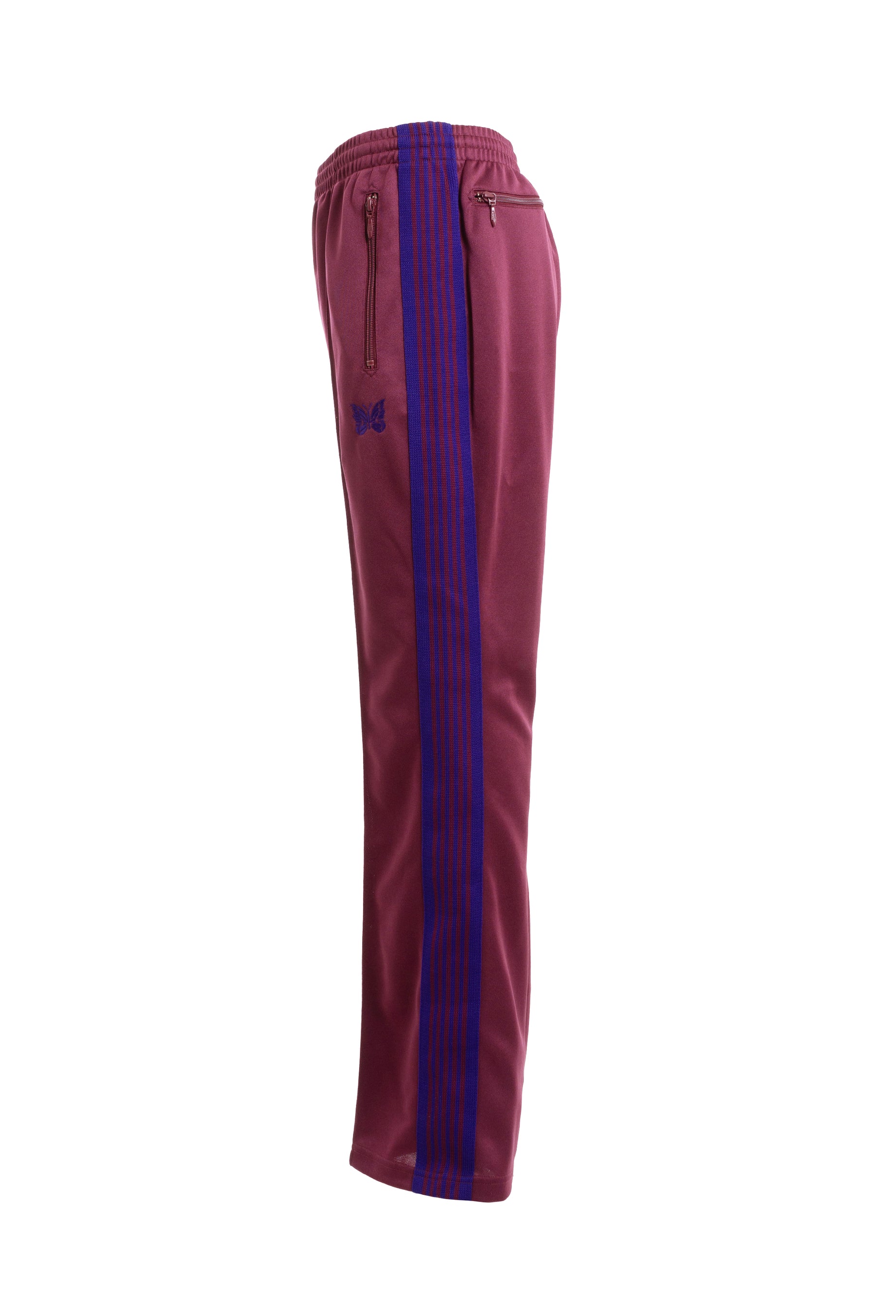Needles FW23 BOOT-CUT TRACK PANT - POLY SMOOTH / WINE -NUBIAN
