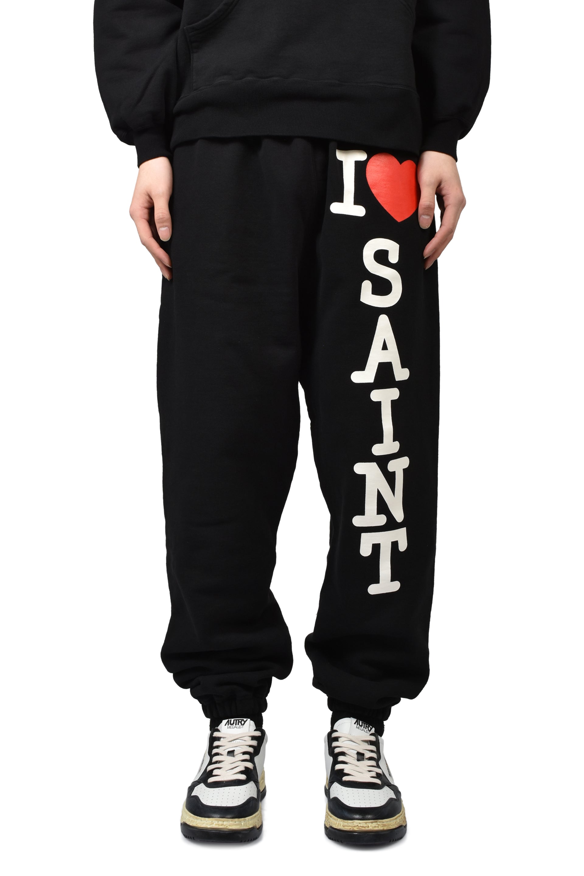 SWEAT PANTS/I LOVE SAINT / BLK