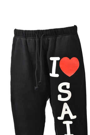 SWEAT PANTS/I LOVE SAINT / BLK