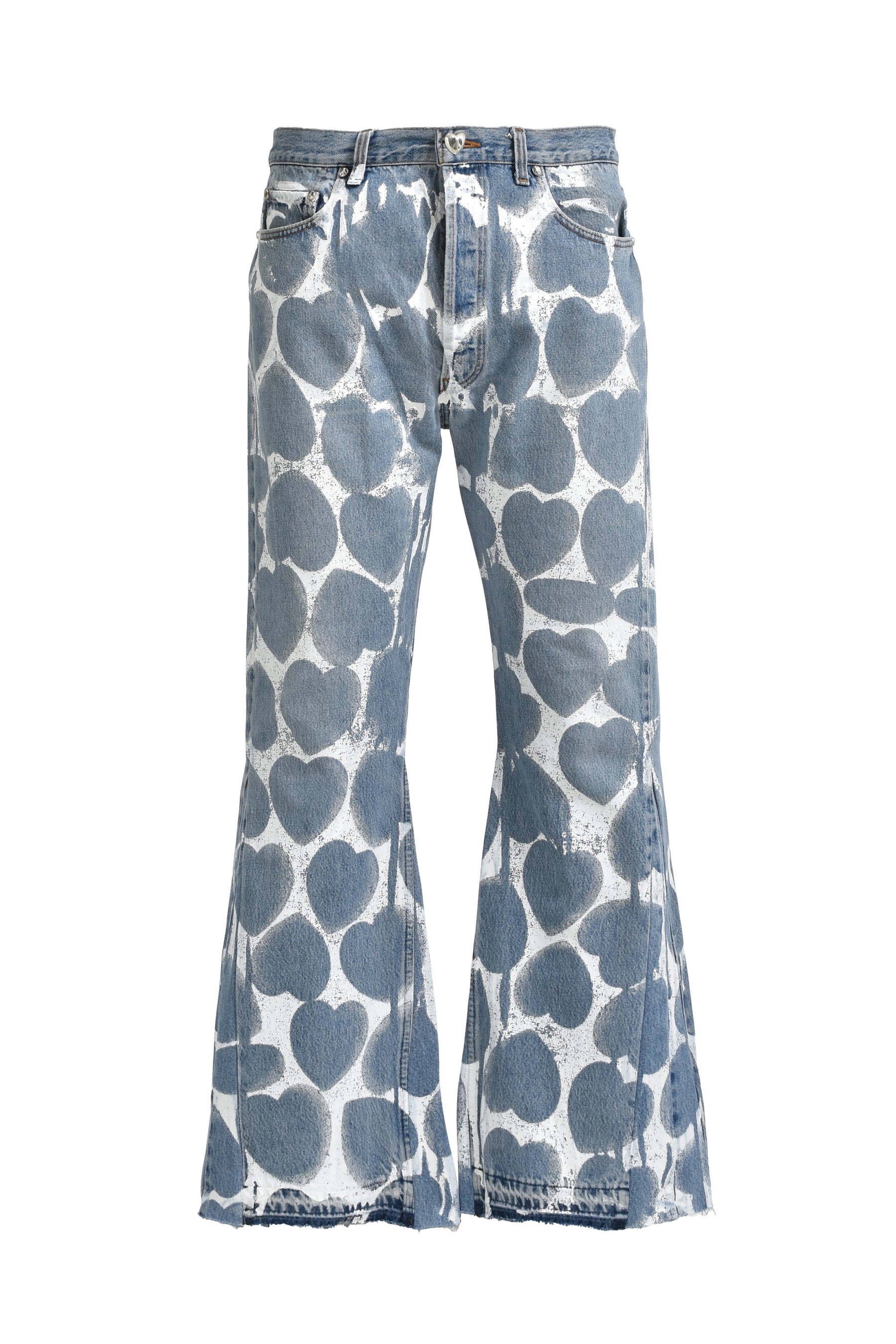 HEART PRINTED DENIM BLU