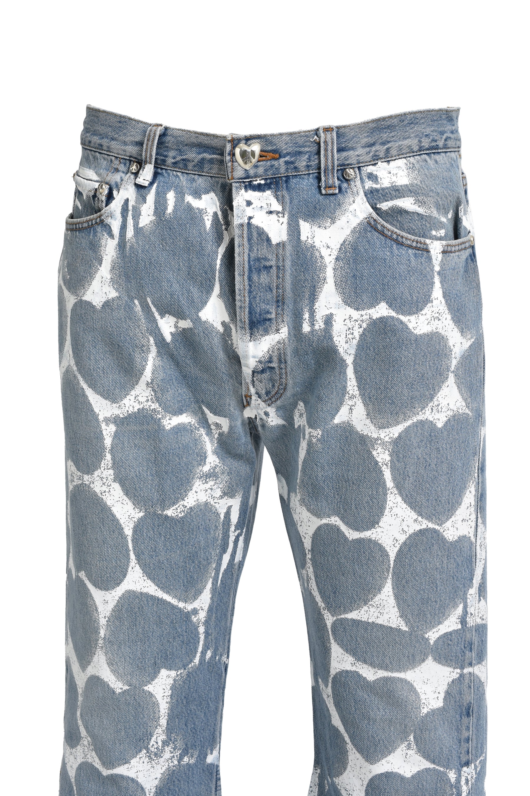 HEART PRINTED DENIM BLU