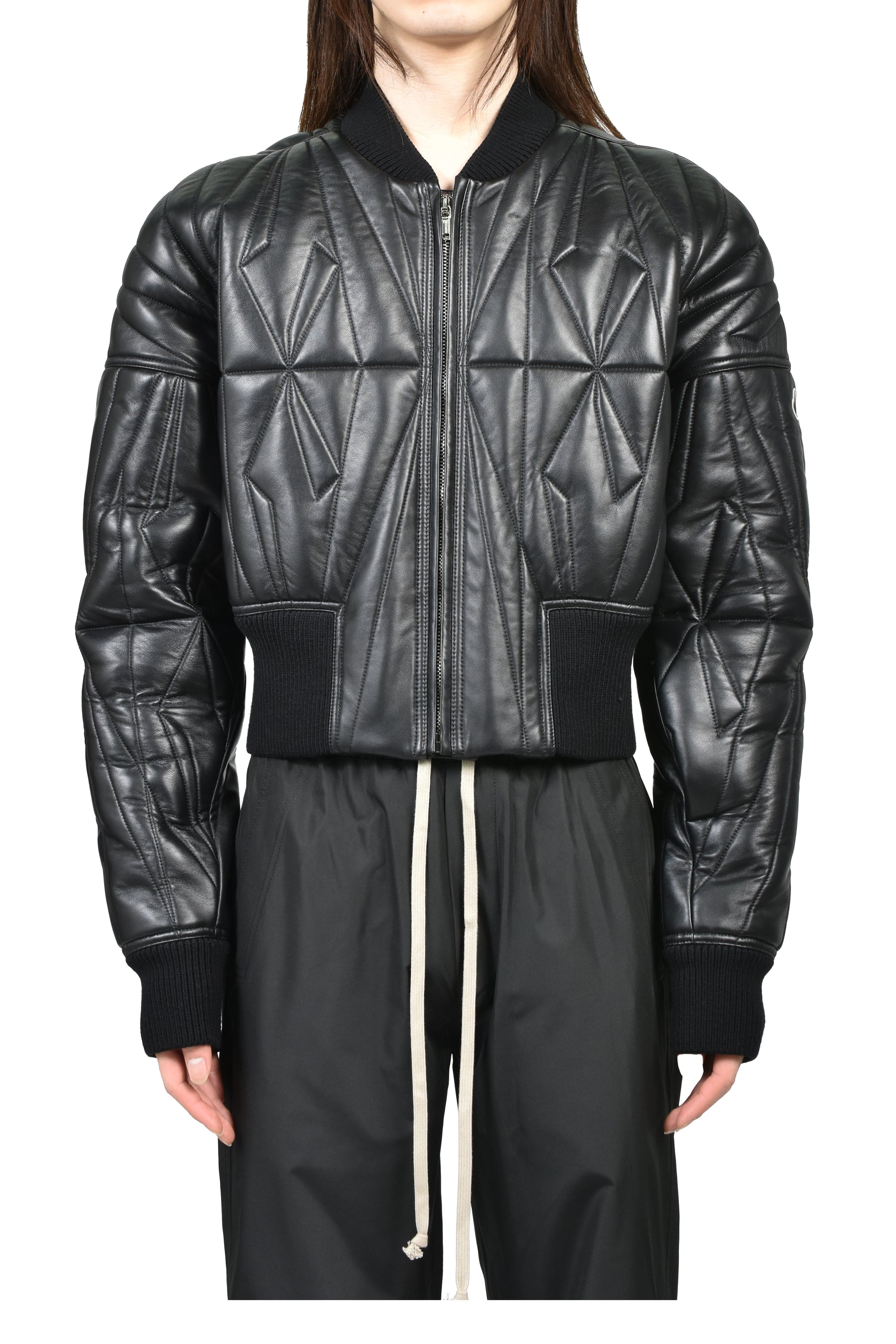 MONCLER + RICK OWENS GEOCAMO CROPPED JACKET / BLK