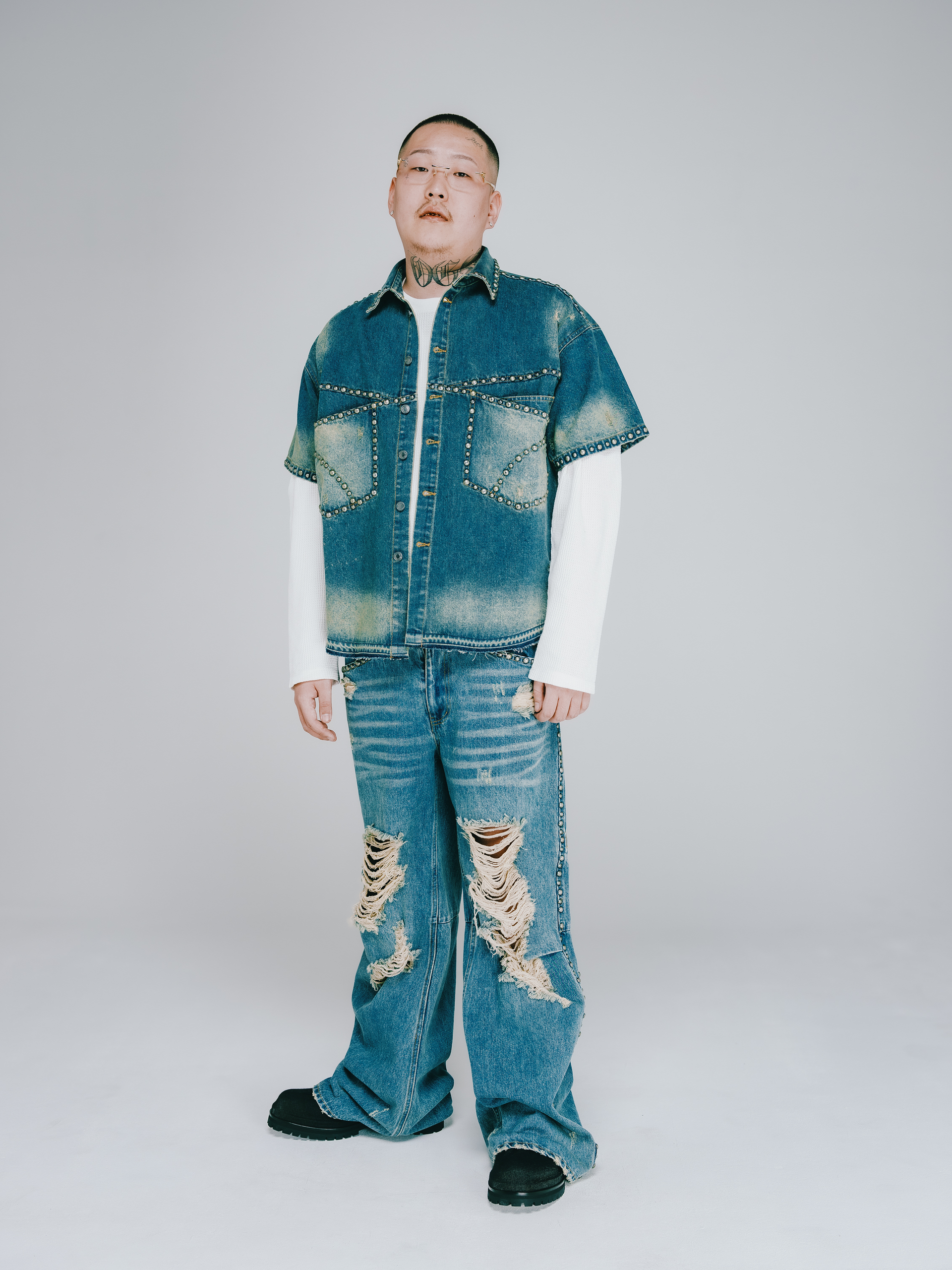 BREATH SUICIDE STUDS DENIM SHIRT / IND