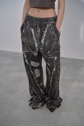PRINT SWEAT PANTS / BLK