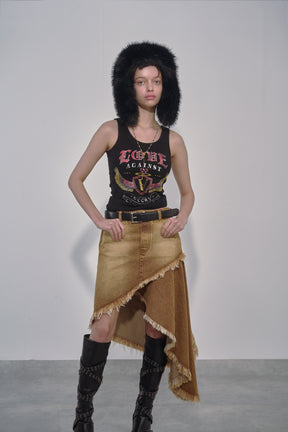 ASYMMETRY DENIM SKIRT / BRW