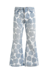 HEART PRINTED DENIM BLU