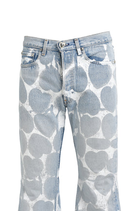 HEART PRINTED DENIM BLU