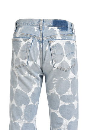 HEART PRINTED DENIM BLU