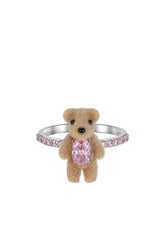 MINI FLOCKED BEAR GEMSTONE RING / BRW