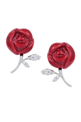 CERAMIC ROSE EARRING / RED