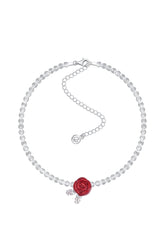 CERAMIC ROSE NECKLACE / RED