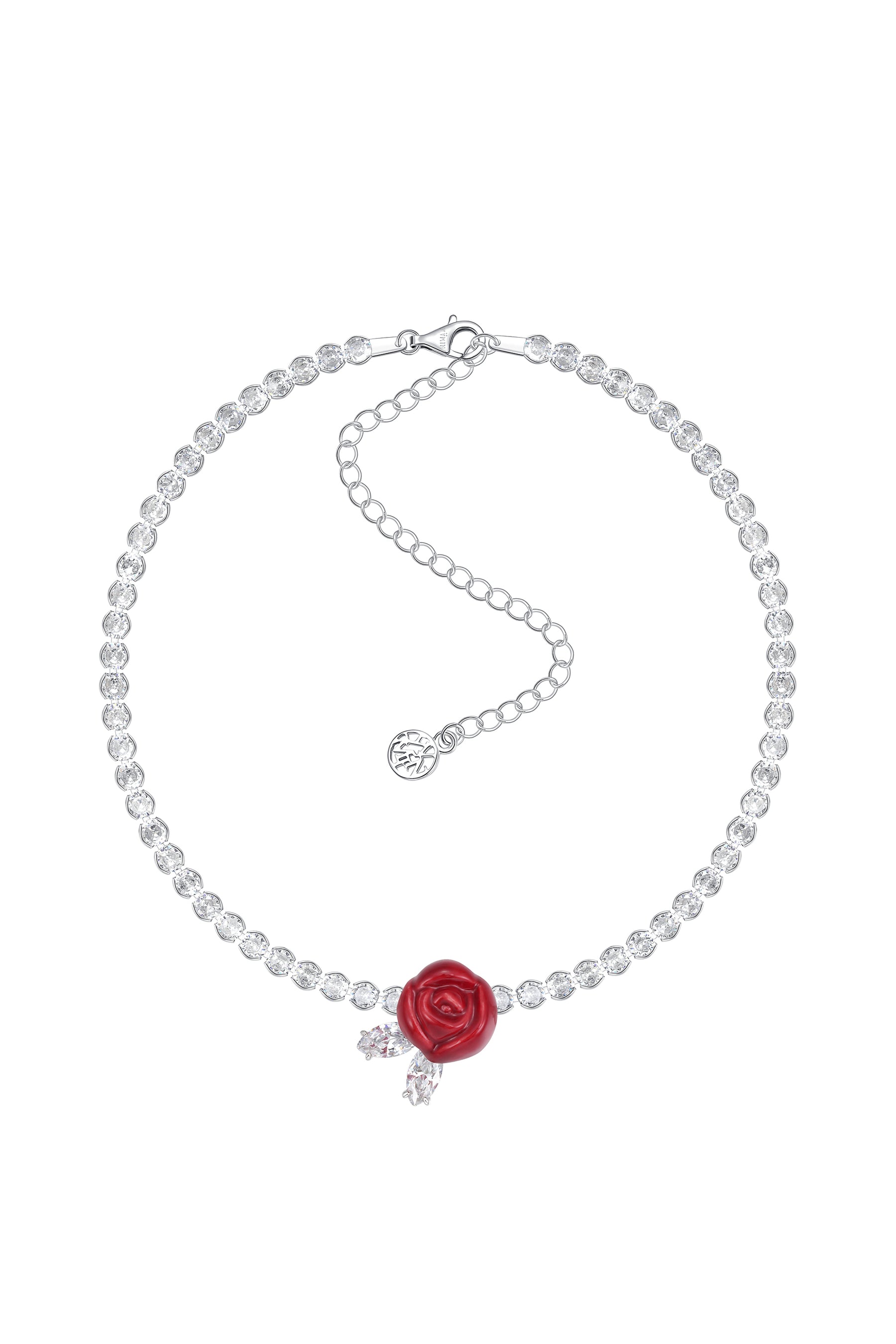 CERAMIC ROSE NECKLACE / RED