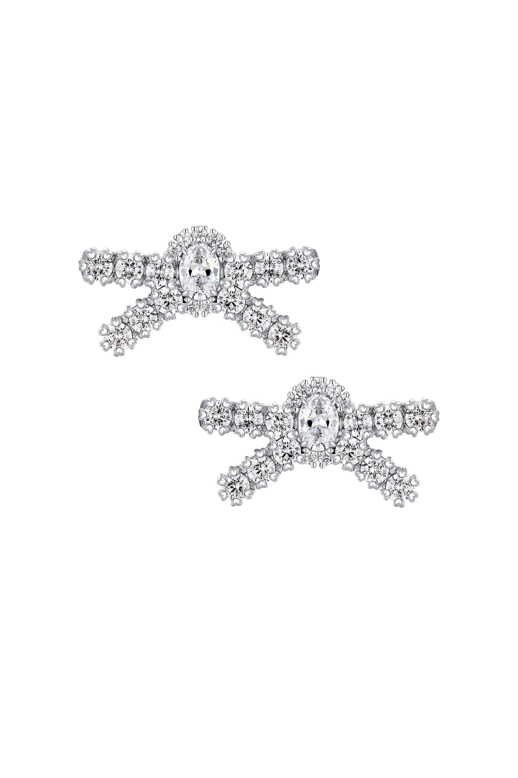 GEMSTONE BOWKNOT EARRING / SLV