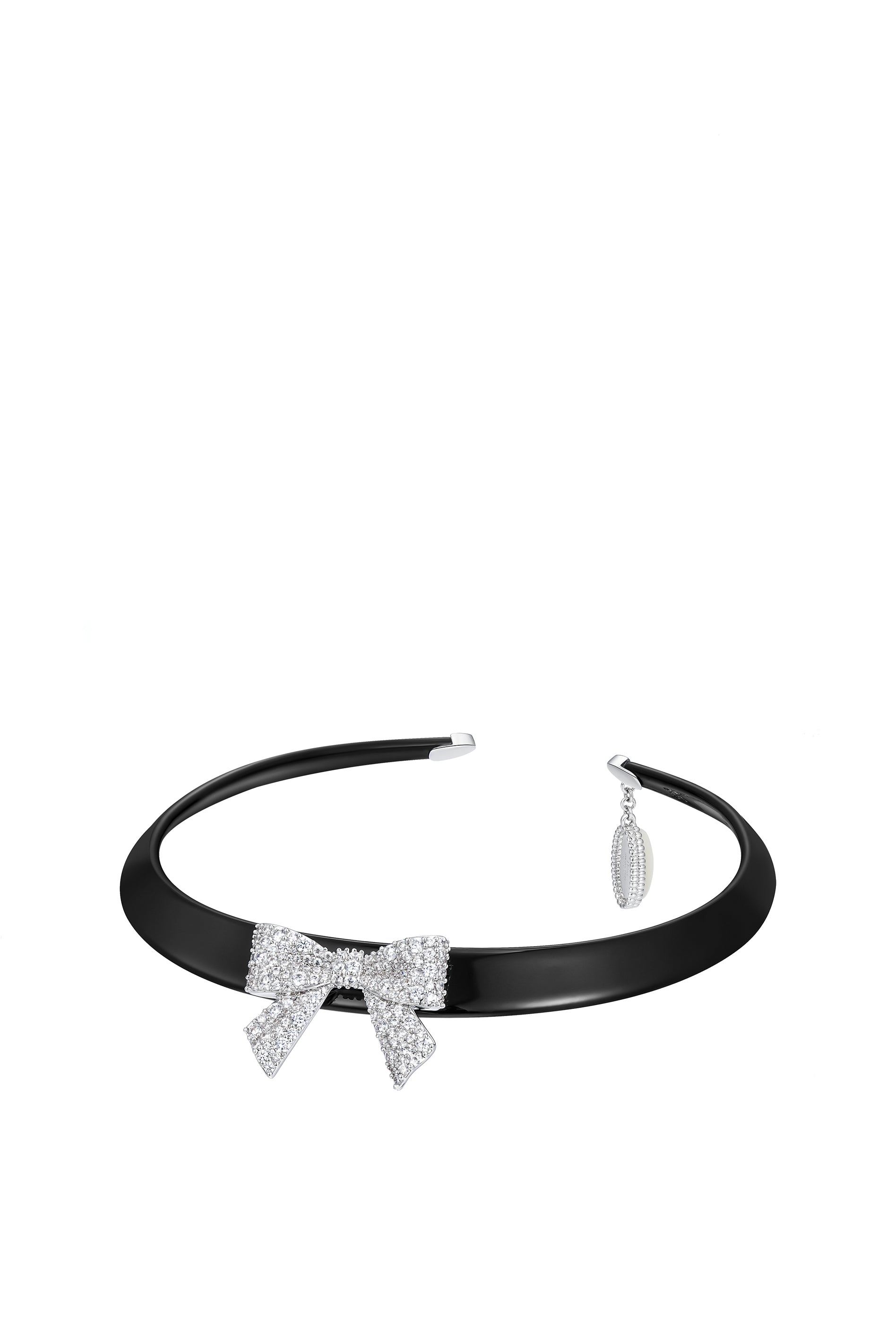 PAVE BOWKNOT ACETATE CHOCKER / SLV