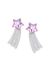 PAVE LONG-TAIL METEOR EARRING / PNK