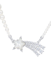 CRYSTAL METEOR PEARL NECKLACE / WHT