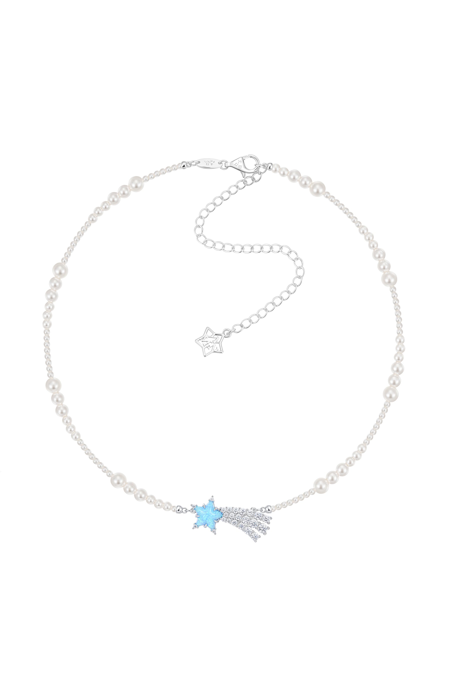 CRYSTAL METEOR PEARL NECKLACE / BLU