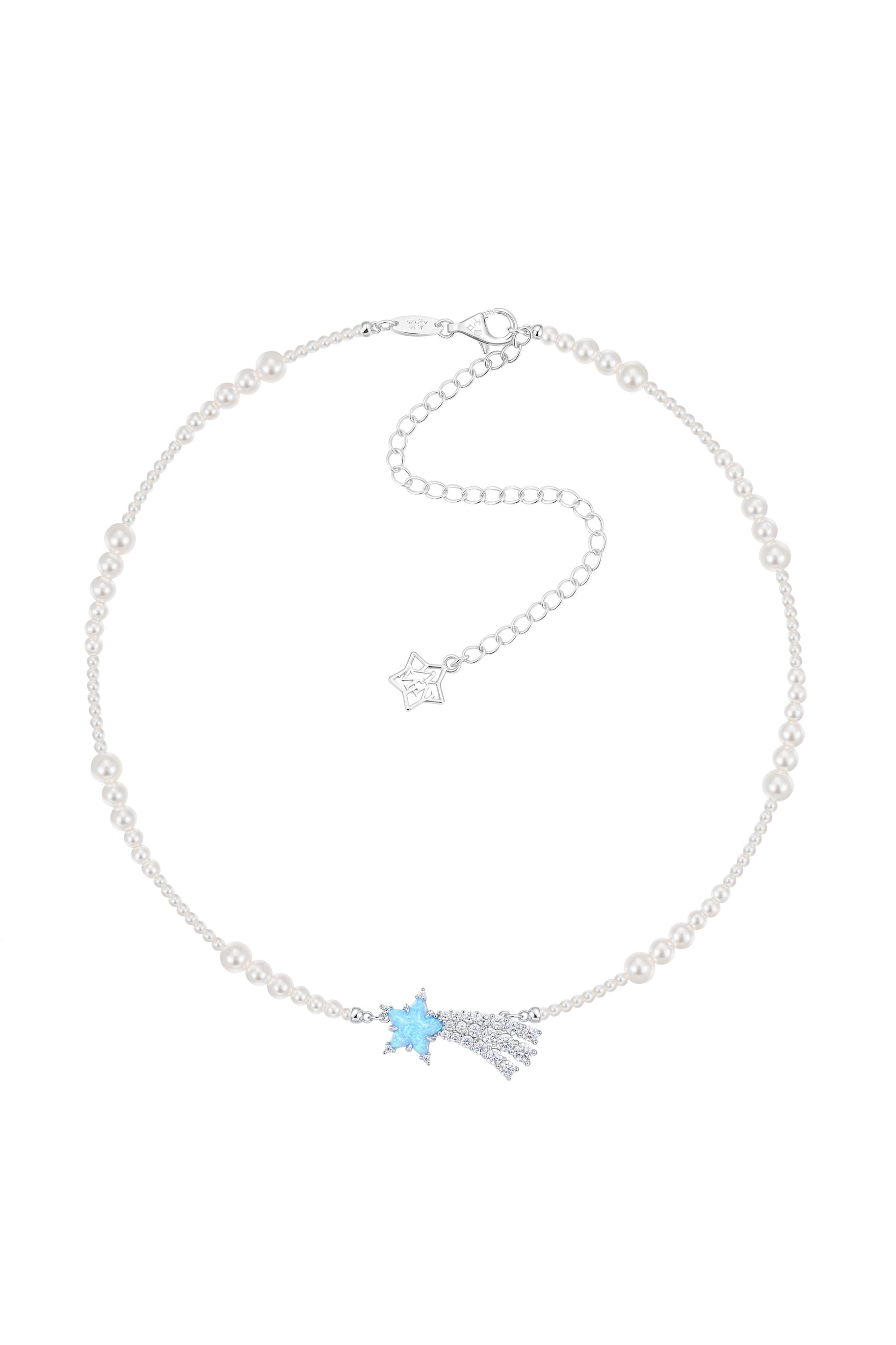 CRYSTAL METEOR PEARL NECKLACE / BLU