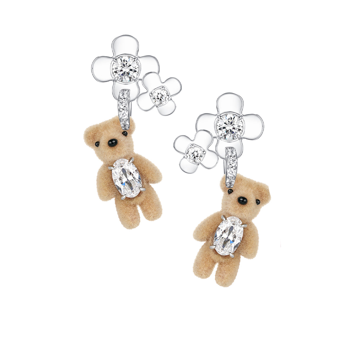 YVMIN イヴミン FW25 MINI BEAR FLOWER EARRING / BRW - NUBIAN ヌビアン