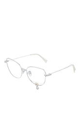 FLOCKED BEAR DECORATIVE GEMSTONE PENDANT GLASSES / SLV