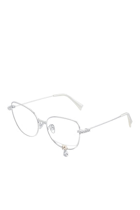 FLOCKED BEAR DECORATIVE GEMSTONE PENDANT GLASSES / SLV