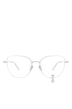 FLOCKED BEAR DECORATIVE GEMSTONE PENDANT GLASSES / SLV